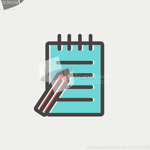 Image of Writing pad and pen thin line icon