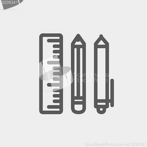 Image of School supplies thin line icon