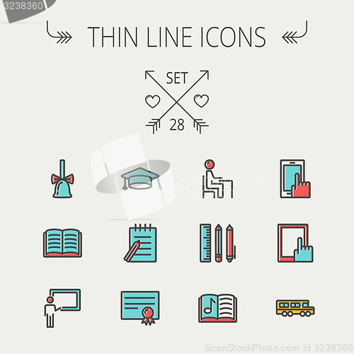 Image of Education thin line icon set