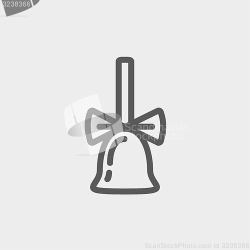 Image of School bell with ribbon thin line icon