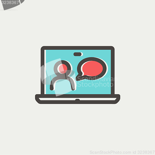 Image of Video chat online thin line icon