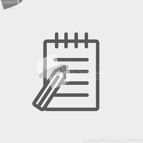 Image of Writing pad and pen thin line icon