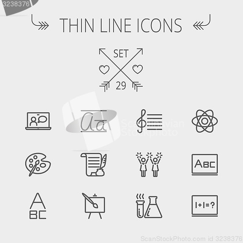 Image of Education thin line icon set