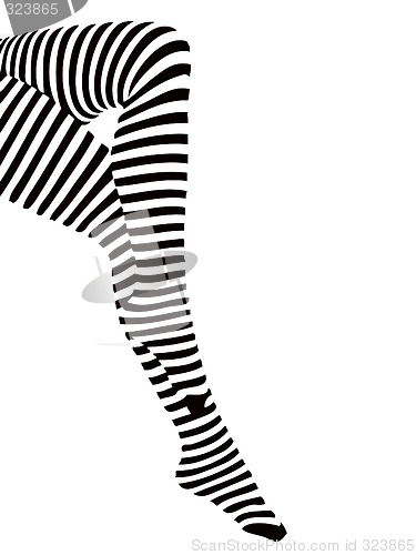 Image of Beautiful legs in stripped socks over white
