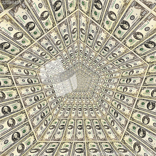 Image of dollar pattern with flame on the background