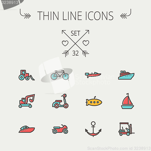 Image of Transportation thin line icon set