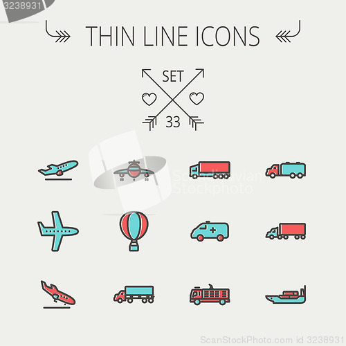 Image of Transportation thin line icon set