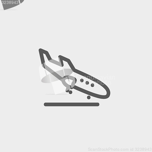 Image of Landing airplane thin line icon