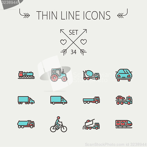 Image of Transportation thin line icon set