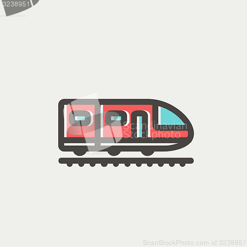 Image of Modern high speed train thin line icon