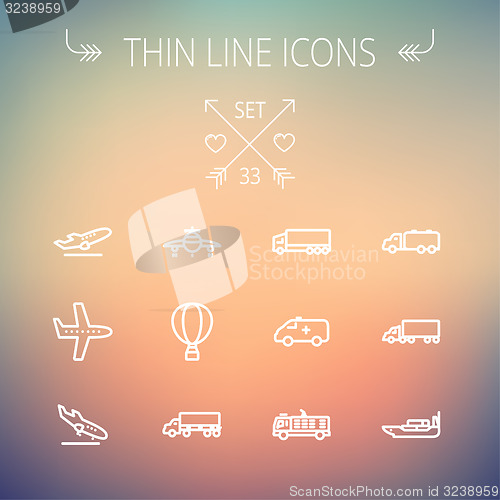 Image of Transportation thin line icon set