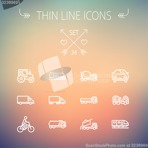 Image of Transportation thin line icon set