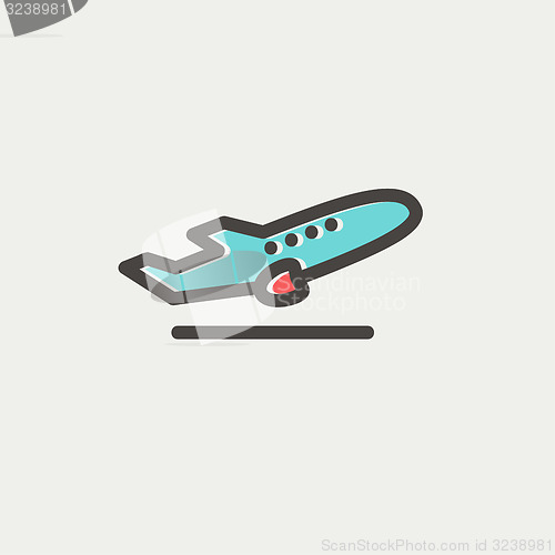 Image of Airplane takeoff thin line icon