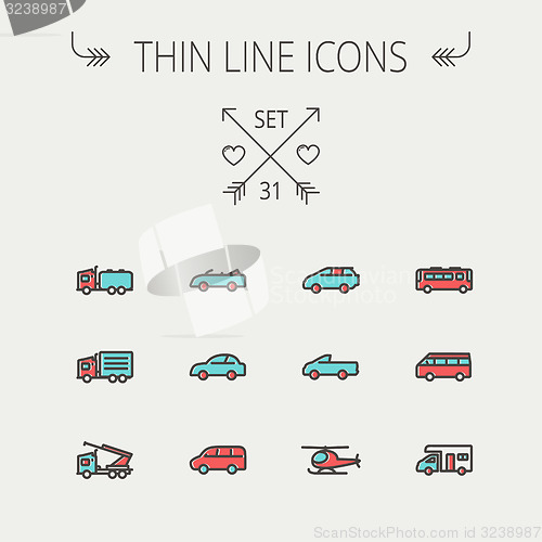 Image of Transportation thin line icon set