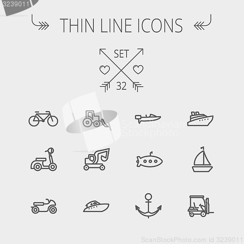 Image of Transportation thin line icon set