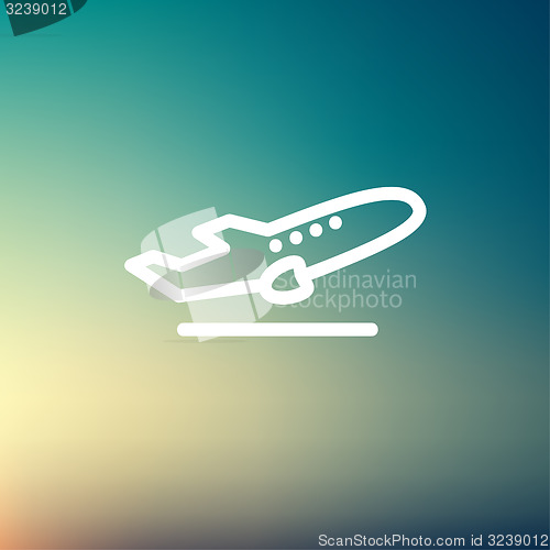 Image of Airplane takeoff thin line icon