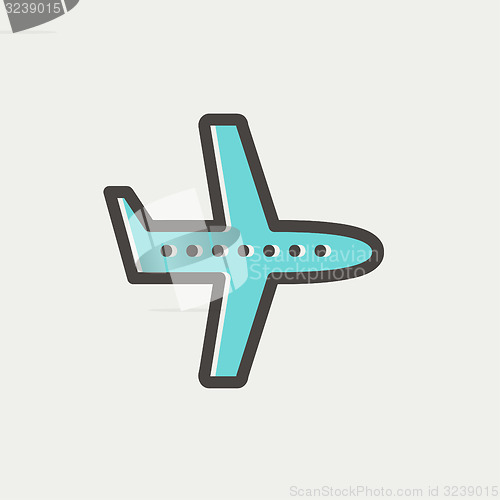 Image of Flying airplane thin line icon