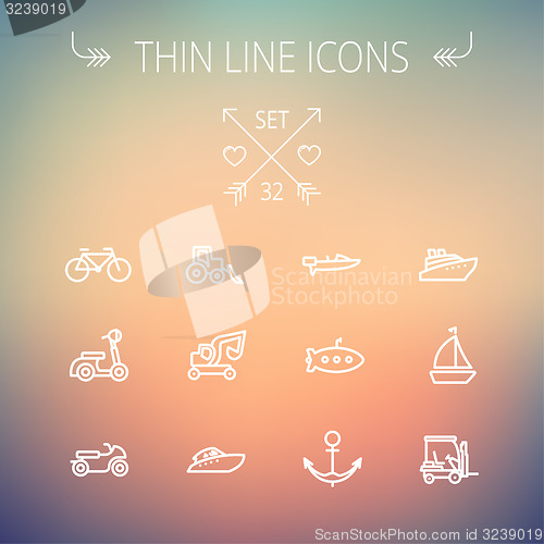 Image of Transportation thin line icon set