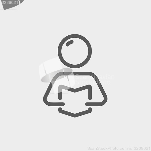 Image of Man reading book thin line icon