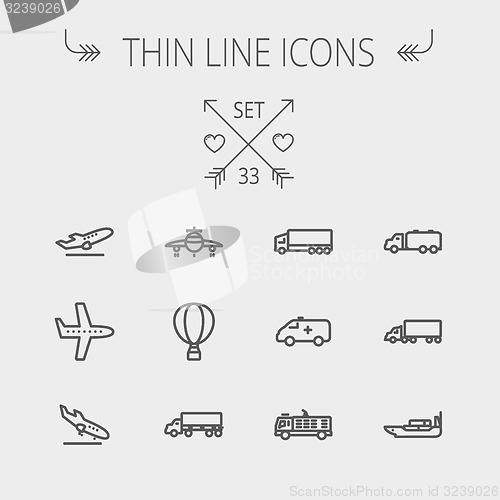 Image of Transportation thin line icon set