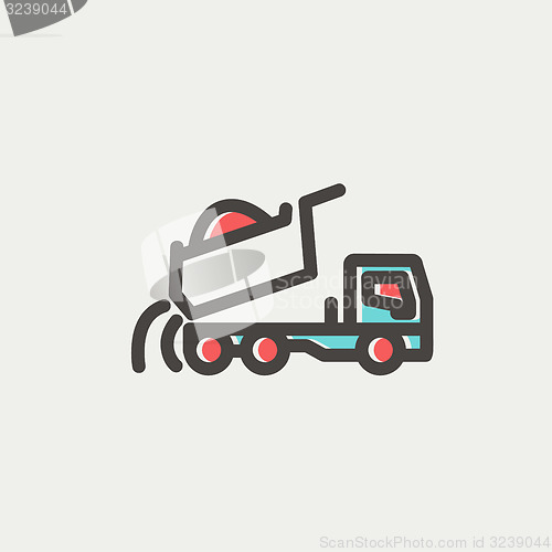 Image of Dump truck thin line icon