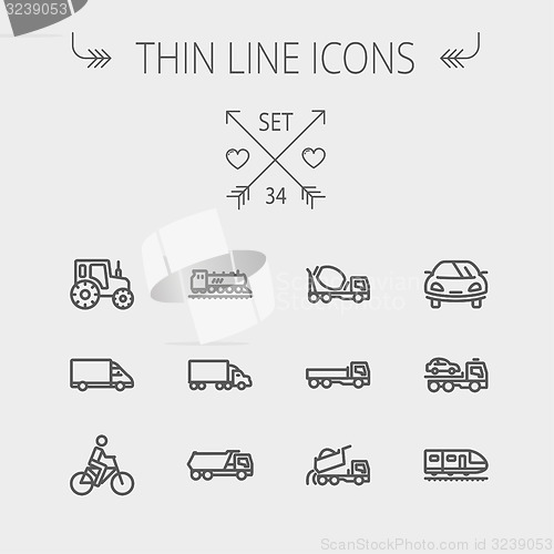 Image of Transportation thin line icon set