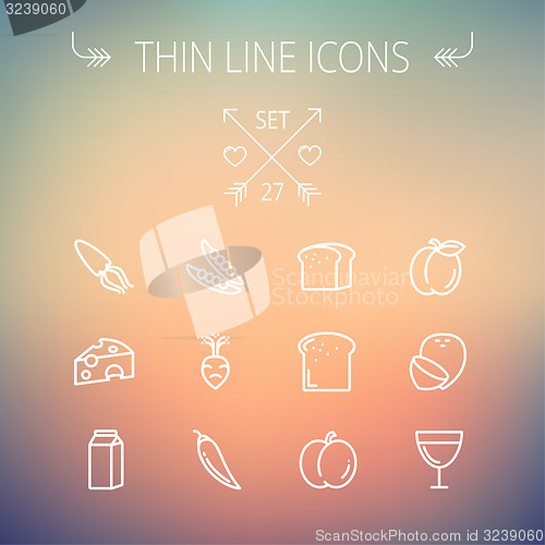Image of Food and drink thin line icon set