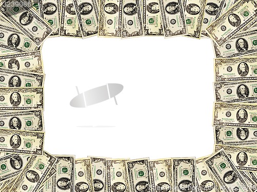 Image of Frame from dollars isolated on the white