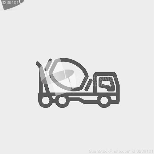 Image of Concrete mixer truck thin line icon