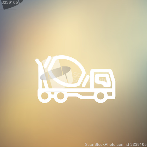 Image of Concrete mixer truck thin line icon