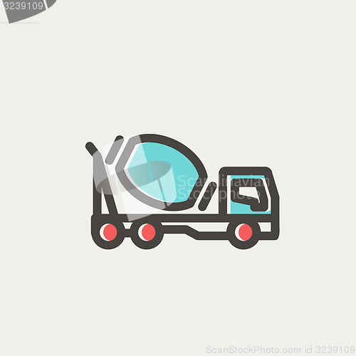 Image of Concrete mixer truck thin line icon