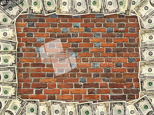 Image of frame from dollars on the red brick wall