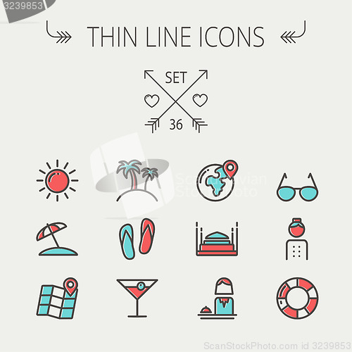 Image of Travel thin line icon set