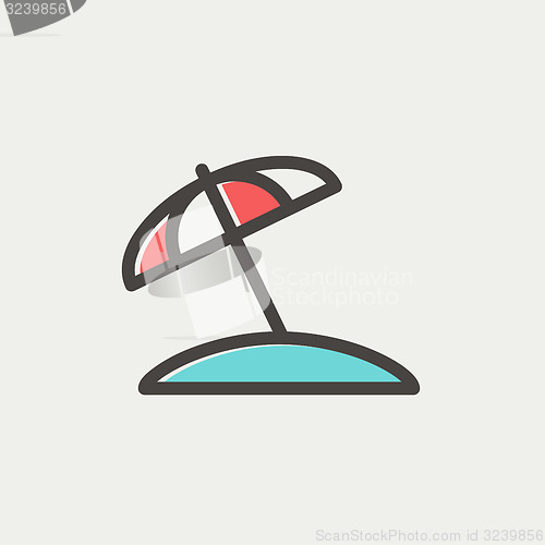 Image of Beach umbrella thin line icon