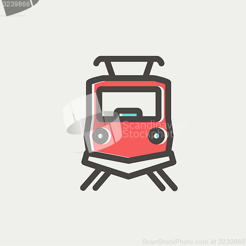 Image of Front view of the train thin line icon