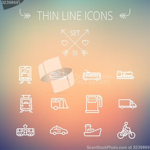 Image of Transportation thin line icon set