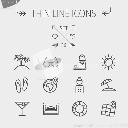 Image of Travel thin line icon set