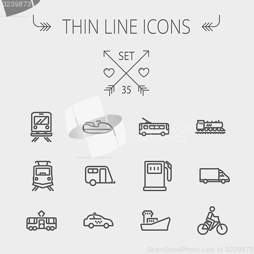 Image of Transportation thin line icon set