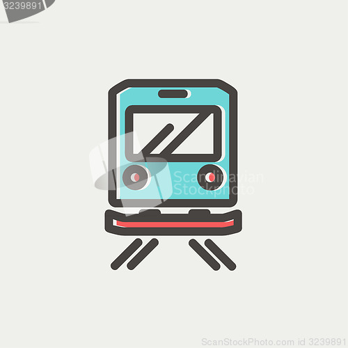 Image of Back view of the train thin line icon