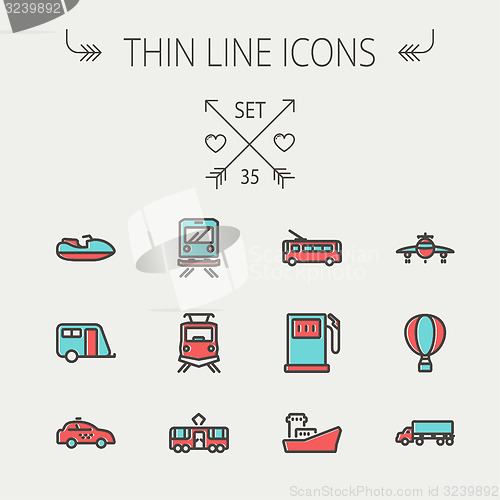 Image of Transportation thin line icon set