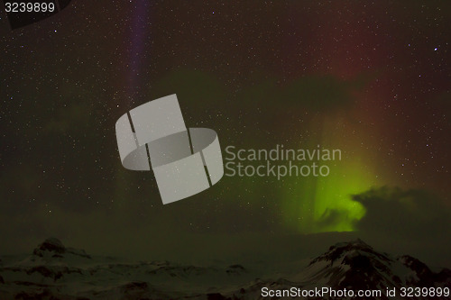 Image of Different colors of northern lights in Iceland