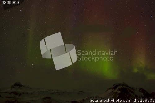 Image of Different colors of northern lights in Iceland