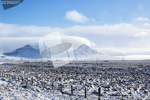 Image of Snowy mountain landscape in Iceland