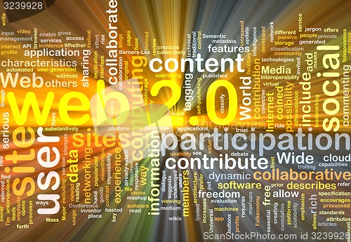 Image of web 2.0 wordcloud concept illustration glowing