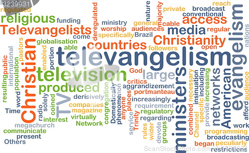 Image of televangelism wordcloud concept illustration