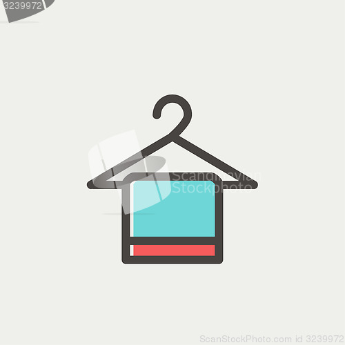 Image of Towel on a hanger thin line icon