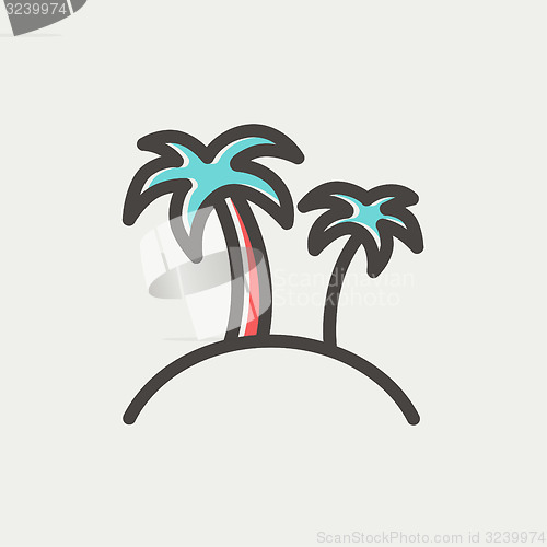 Image of Two palm trees thin line icon