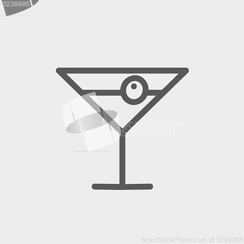 Image of Cocktail drink with cherry thin line icon