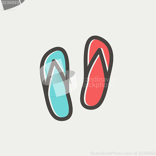 Image of Beach slippers thin line icon