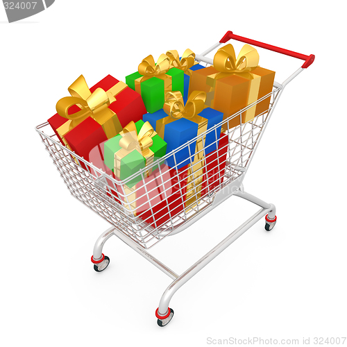 Image of Shopping Cart With Presents